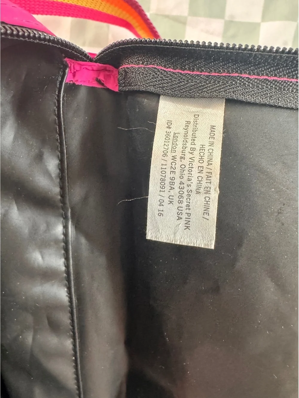 Victoria's Secret PINK Bright Pink Lunch Bag with Rainbow Strap